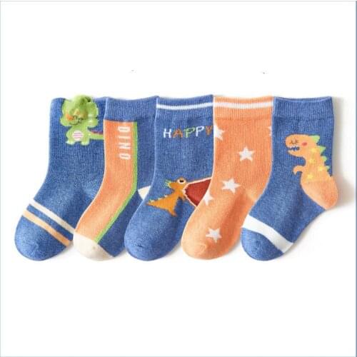 Children Cartoon Socks Set 5 pairs Kid Ruffles Unicorn Socks Toddler Baby Boy Dinosaur Animal Sock Infant Girl Striped Fall Sock
