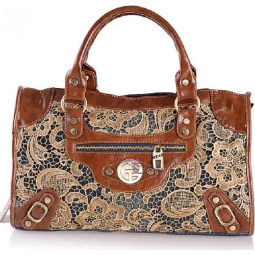 New Fashion Vintage Girls Lace Jeans Denim Women Bags Ladys HandBags Crossbody purse Shoulder Bag carteira bolsa feminina