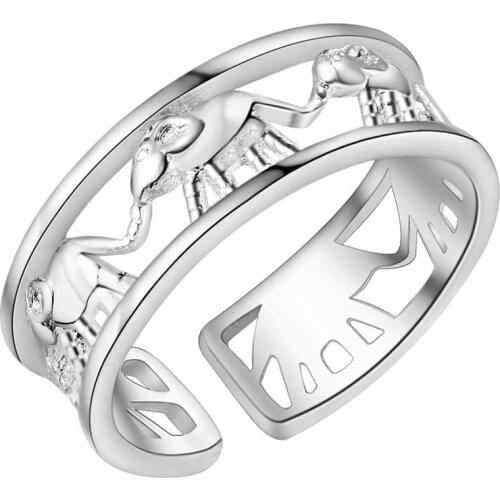 New 925 Sterling Silver Rings for Women Elephant ring adjustable cute girl Fashion Wedding happy Party Gifts Charm Jewelry