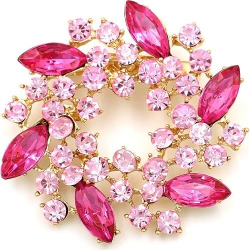 PICKYZ Women Beautiful Colored Crystal Rhinestones Garland Flower Brooch Pins for Lady in Various Colors pin christmas jewelry