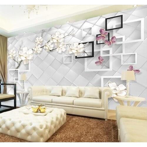 Custom 3D Photo Wallpaper White Flower Jewelry 3D TV Background Modern Design Wall Mural Non-woven Wallpaper Living Room Bedroom