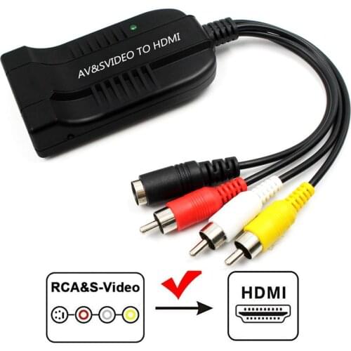 AV S Video to HDMI Video Converter Adapter 720p/1080p HD Video Converter Switchable resolution for TV VHS VCR DVD