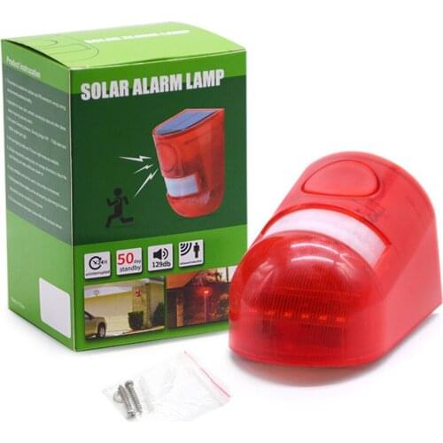Solar Sound Alert Flash Warning Sound Light Alarm Motion Sensor 129db Decibels Siren Strobe Security Light Alarm System For Farm