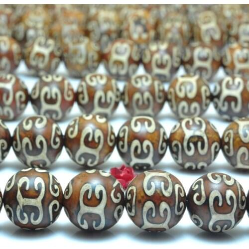 Tibetan Agate Dzi Palindrome Matte Round Loose Beads Wholesale Gemstone Semi Precious Stone Bracelet Necklace Diy Jewelry Making