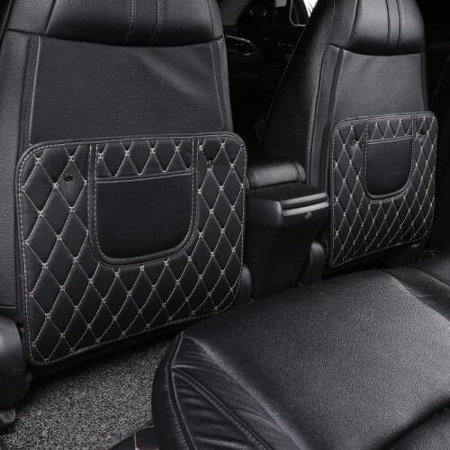 PU Leather Car Waterproof Seat Back Cover Protector Anti Child Kid Kick Pad Storage Bag Interior Anti Mud Dirt Mat Accessories