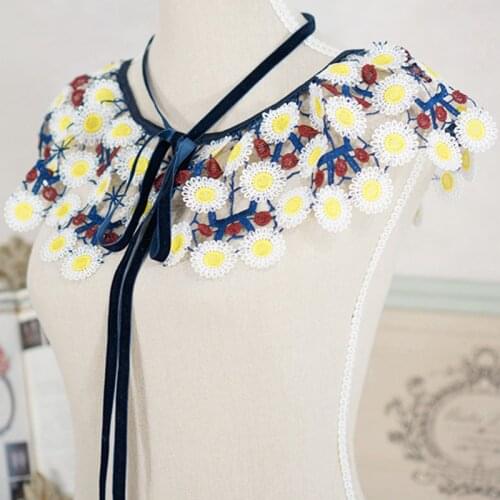 Embroidery collars white cotton Cotton texture light and three-dimensional classical Woven white openwork flowers Hollow lace