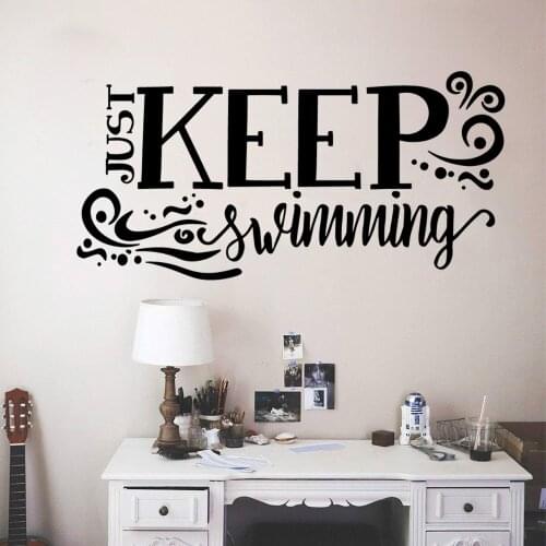 Funny keep swimming Environmental Protection Vinyl Stickers For Kids Rooms Nursery Room Decor Removable Decor Wall Decals 3604