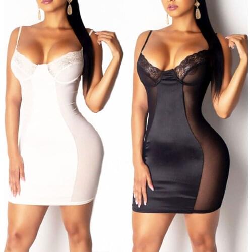 Womens Sleeveless Sling Push up Dress Slim Lace Erotic Underwear Nightdress Babydoll -OPK