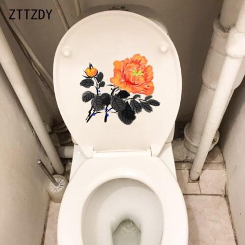 ZTTZDY 24.3*21.6CM Ink Painting Flower Home Rooms Wall Decal Decor Creative Toilet Sticker T2-0492