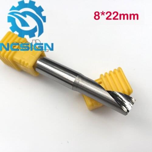 1pc 8*22mm AAA grade one /single flute solid carbide spiral milling cutter CNC router end mill bits for aluminum copper
