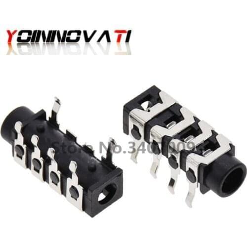 10Pcs 3.5mm 6Pin Stereo Headphone Audio Jack Earphone Socket Audio Socket PJ313 The 4 Section Of the 6 pin