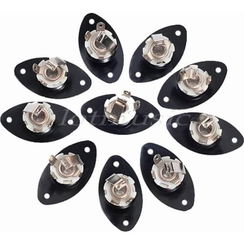 10pcs Black Oval Indented Electric Guitar Output Jack Plate