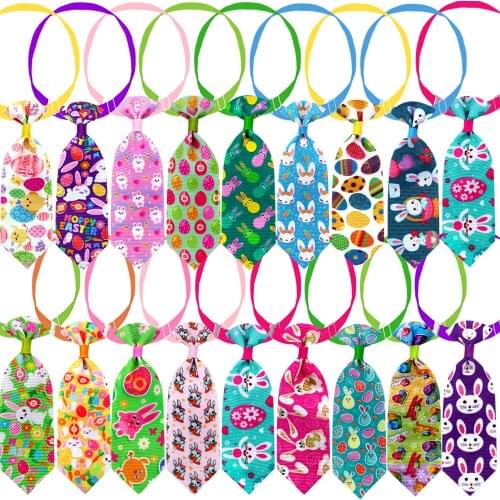 100PCS Easter Dog Accessories Small Dog Ties Rabbit Easter Eggs Pet Dog Cat Puppy Neckties Bowties Cute Holiday Pet Supplies