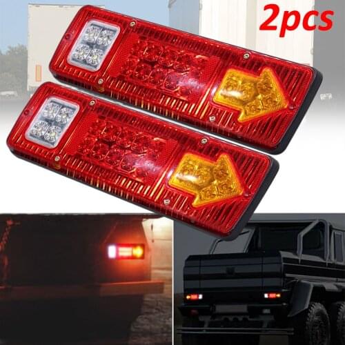 2Pcs 12V Truck Trailer Tail Light 19 LED Waterproof Stop Light Reverse Turn Signal Indicator Lights for Truck Trailer Van