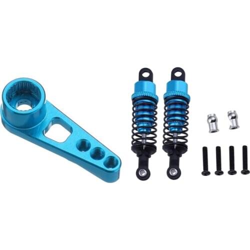 2Pcs Aluminum Shock Absorber Upgrade Parts for 1:18 Wltoys A959 A969 A979 K929 Blue & 1Pcs 25T Servo Arm Horn for Wltoys A949 A9