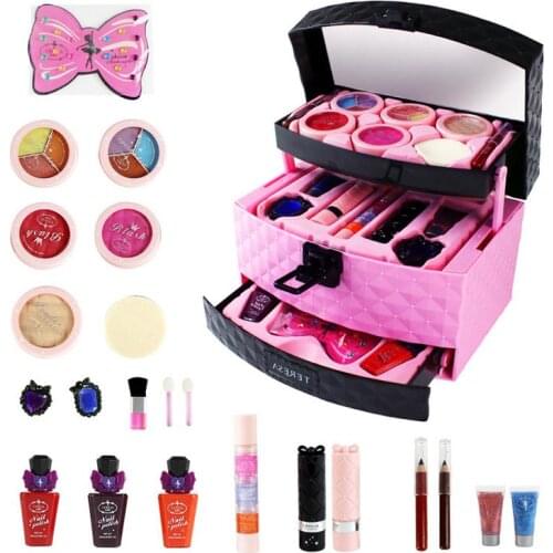 23pcs 2018 Childrens Cosmetics Princess toy Make-up Suit Girls Retend Play Makeup Eyeshadow Lipstick Blush Set Birthday Gift 40