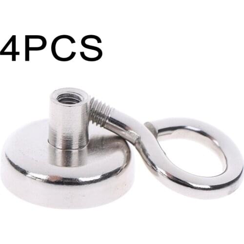 4pcs Magnetic Hooks Powerful Heavy Duty Neodymium Magnet Metal Hunting Sea Fishing Detector Silver Metal Accessories