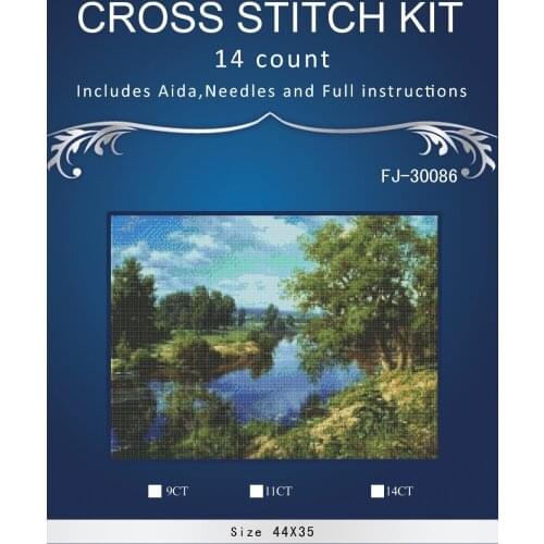 -44*35 Countryside River Counted Cross Stitch Cartoon Cross Stitch 14CT Cross-Stitch Kit Handmade Embroidery Needlework