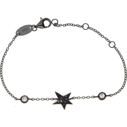 Abjusrable size 17cm 925 sterling silver cz star charm silver chain bracelets Christmas gift yong little girl gift delicate