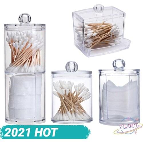 Acrylic Makeup Organizer Cotton Swabs Qtip Container Cosmetic Makeup Cotton Pad Organizer Jewelry Storage Box(Empty Box)