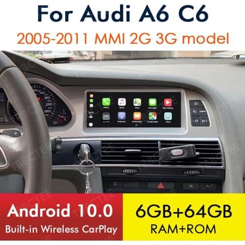 Android 10 Wireless CarPlay 6GB 64GB For Audi A6 C6 4f 2005~2011 MMI 2G 3G Car Multimedia Player GPS Navi Stereo WiFi BT
