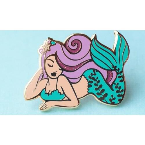 Charm Unique Mermaid Hard Enamel Pin Kawaii Animal Medal Beautiful Mermaids Brooch Lapel Backpack Pins Decor Jewelry Gift
