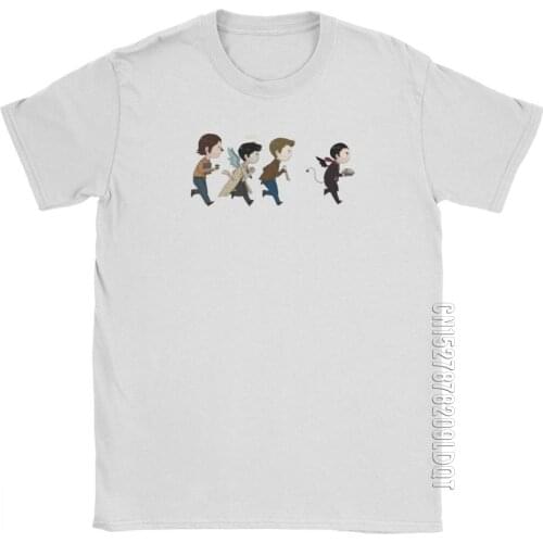 Supernatural T-Shirt Black Spn Brothers Angel Winchester Dean T Shirt For Men Unique Tops Vintage TShirt O Neck Streetwear