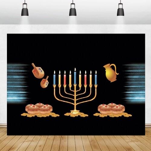 Laeacco Happy Rosh Hashanah Hanukkah Festivals Candle Menorah Pomegranate Party Poster Photo Background Photography Backdrops