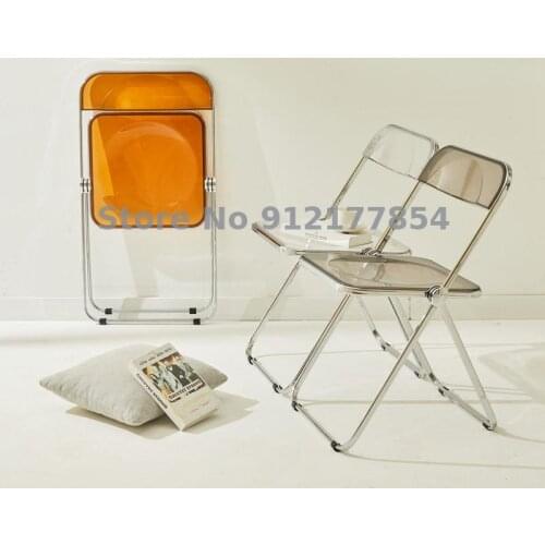 Ins Transparent Folding Chair Backrest Home Dining Chair Nordic Net Red Acrylic Clothing Store Makeup Photo Chair