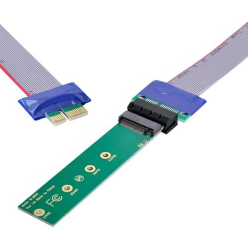 Jimier NVME AHCI SSD to PCI-E 3.0 1x x1 Vertical Adapter with PCI-E Cable Male to Female Extension For NGFF M-key SSD