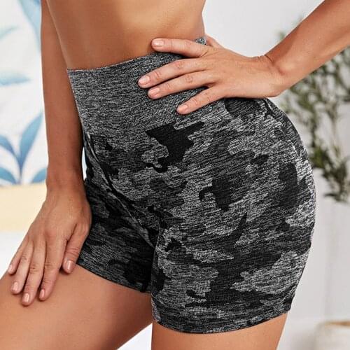 Camouflage Yoga Shorts Women Ruched Sports Seamless Push Up Sportswear Fitness Leggings Shape High Waist Gym Short Workout Tight