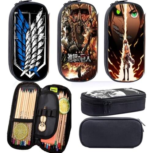 Multifunction Attack on Titan Pencil Case Kids Anime Pencil bag Girls Makeup Box Boys Stationary Bag School Supplies Case Bags
