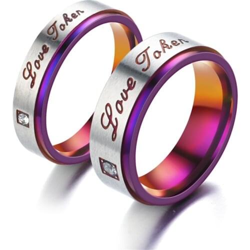 Fashion Engagement Promise Ring With Couple love Stainless Steel Wedding Rings For Women Men Anel Masculino