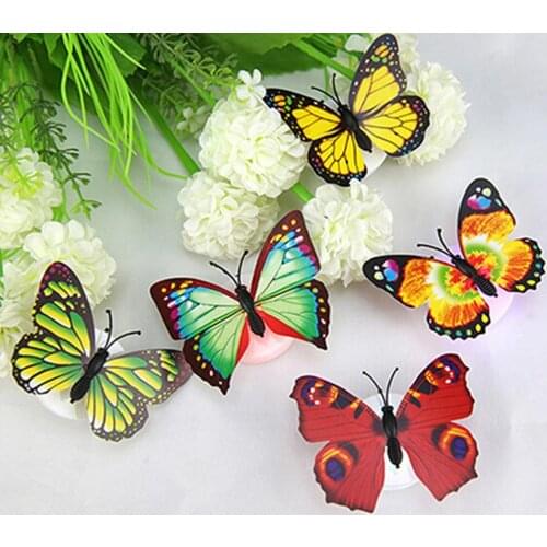 Butterfly Lamp Decal Colorful LED Butterfly Night Light Self-adhesive Night Light Creative Wall Sticker Lamp Living Room Decor
