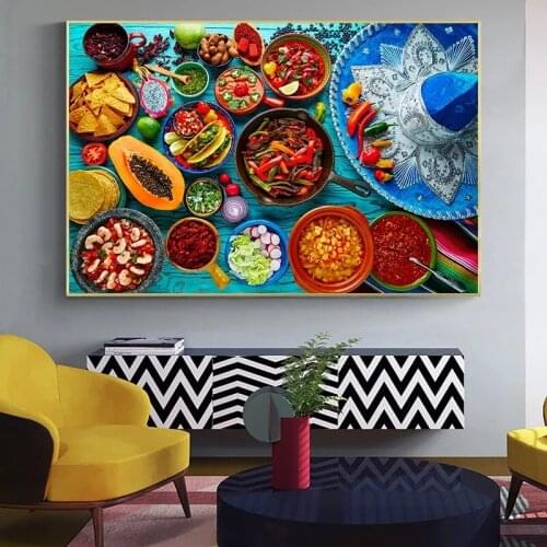 Kitchen Theme Canvas Paintings Mexican Food Posters and Colorful Prints Wall Art Picture for Living Room Home Decoration Cuadros