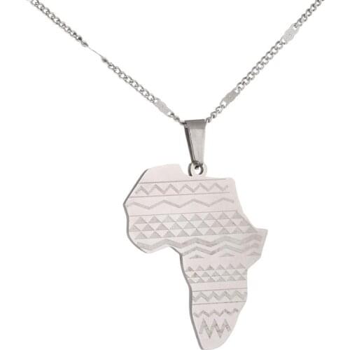 Stainless Steel Africa Map Pendant Necklace African Map Women Men Fashion Jewelry