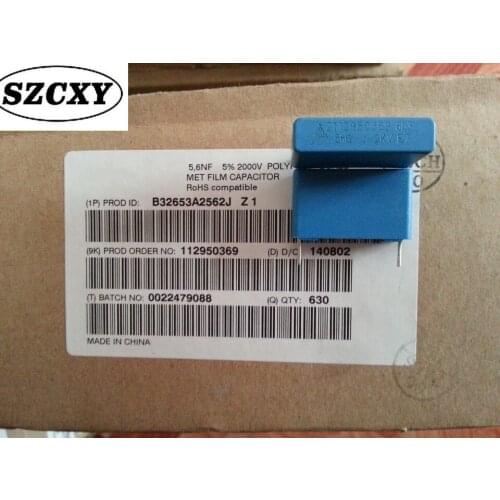 New and original 10PCS B32653A2562J 0.0056UF 2000V 562 2KV Thin film capacitor