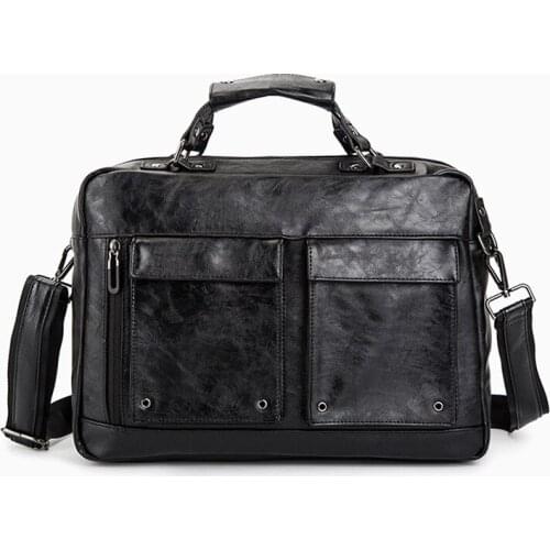 Casual Tote Bag Brand Designer Shoulder Bag Large Capapcity Man Business Bags Korean Style Vintage Soft Leather Mens Handbag