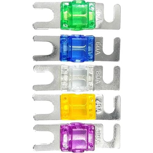 Gold Plated Stud Car Fuses Set Stereo Audio 30/40/60/80/100A Car Fuse Gold-plated Stud Circuit Protection Fuse Car Accessories