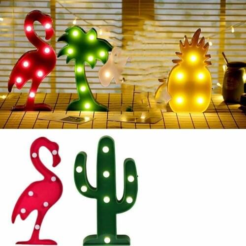Lovely Night Light 3D Desk Lamp Cartoon Star Moon Pineapple Flamingo Cactu Modeling Table Night Light LED Lamp Home Office Decor