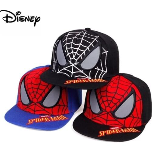 Disney New fashion cartoon anime spiderman pattern stretch hat boys and girls outdoor sports sun hats with hip hop hats