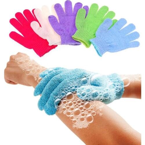 Bath Gloves 5Pcs Shower Gloves Exfoliating Wash Skin Spa Bath Gloves Foam Skid Resistance Body Massage Cleaning Loofah Scrubber
