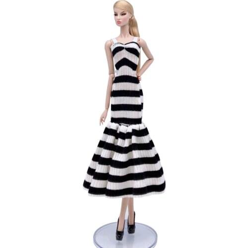 Zebra Fashion Doll Clothes For Barbie Doll Dress Mermaid Fishtail Outfits Short Dresses Party Gown 1/6 Dolls Accessories