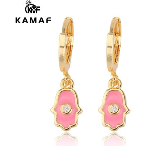 KAMAF 5pair/pack European and American popular devils eye hand earrings ladies jewelry 24mm*7mm available in six colors
