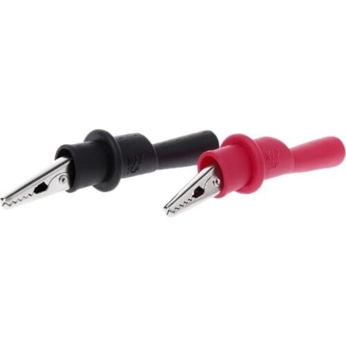 2pcs New Insulated MultiMeter Test Lead Meter Alligator Clip Crocodile Clamp Probe Red + Black For Test Tool Accessory