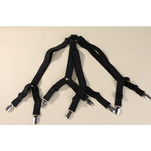 New 2 Pcs Sheet Bed Adjustable Suspenders Crisscross Band Straps Grippers Mattress Duvet Elastic Fasteners Clips