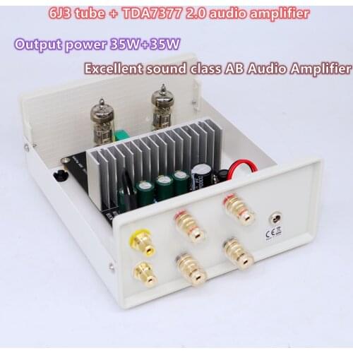 2021 New Excellent sound class AB TDA7377 +6J3/5654 Vacuum tube 2.0 audio amplifier Output power 35W+35W