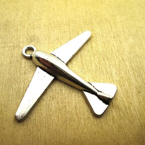 4pcs--46x52mm Airplane Charms 3D Aircraft plane charm pendant DIY necklace/ bracelets charms antique silver tone