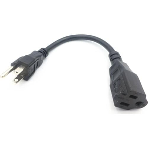 USA /American 3pin Short Flat Plug Power Cord,Nema 5-15P Flat Plug to Nema 5-15R Female Extension Cable 10CM