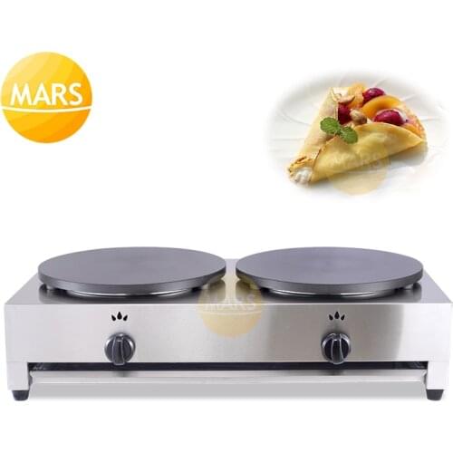 Double Plates Crepe Maker Commercial Gas Pancake Machine Gas Crepe Making Machine Pizza Maker Commercial Appliance Pancake Baker